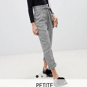 Petite Houndstooth Pants with Tie Belt, US 10